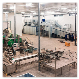 Produktionseinblick mit Team und Edelstahlgeräten